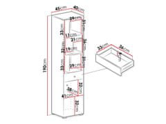 Veneti MUONIO 5 polcállvány - beton / fehér