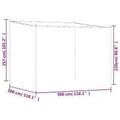 Vidaxl fehér szövet és acél pavilon 3 x 3 m 180 g/m² 362461