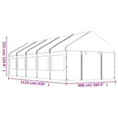 shumee fehér polietilén pavilon tetővel 11,15 x 4,08 x 3,22 m