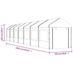 shumee fehér polietilén pavilon tetővel 15,61 x 2,28 x 2,69 m