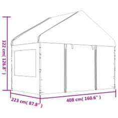 shumee fehér polietilén pavilon tetővel 13,38 x 4,08 x 3,22 m