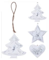 M.A.T Group Függődísz TREE/STAR/HEART 15cm lap FEHÉR mix