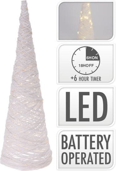 HOMESTYLING Világítás PYRAMIDA 38,5cm FEHÉR, 20LED időzítővel