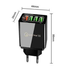 MG BK376 hálózati töltő adapter 4x USB 48W QC, fekete