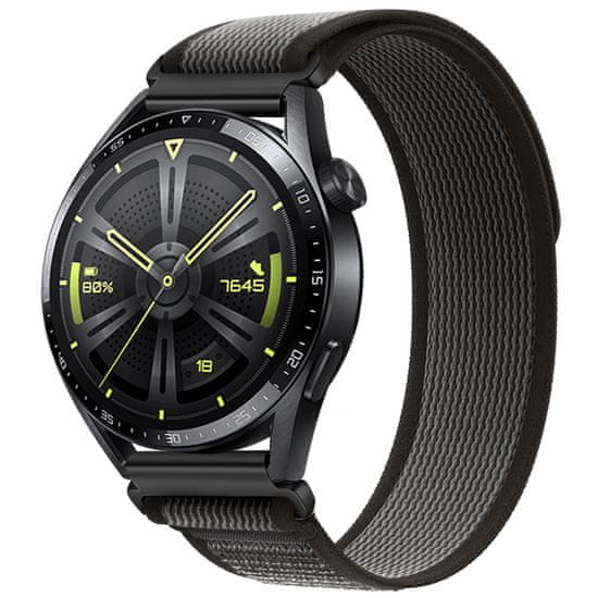 BStrap Velcro Nylon szíj Huawei Watch 3 / 3 Pro, black gray