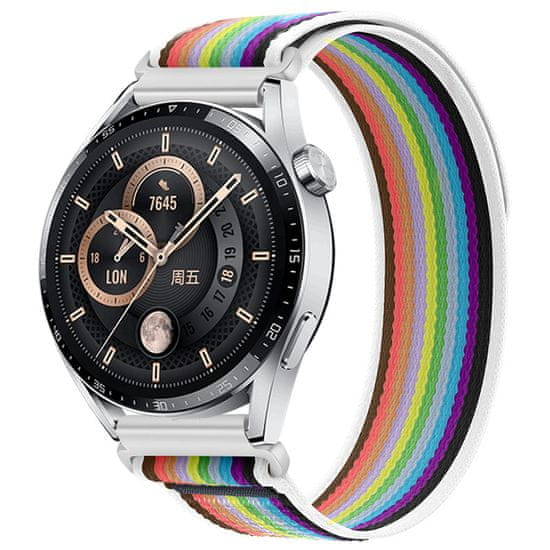 BStrap Velcro Nylon szíj Huawei Watch GT/GT2 46mm, white rainbow