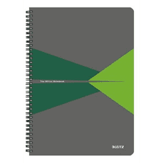 LEITZ spirálfüzet, A4, vonalas, 90 lap, "Office", szürke-zöld (E44960055) (E44960055)