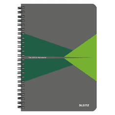 LEITZ spirálfüzet, A5, vonalas, 90 lap, "Office", szürke-zöld (E44990055) (E44990055)