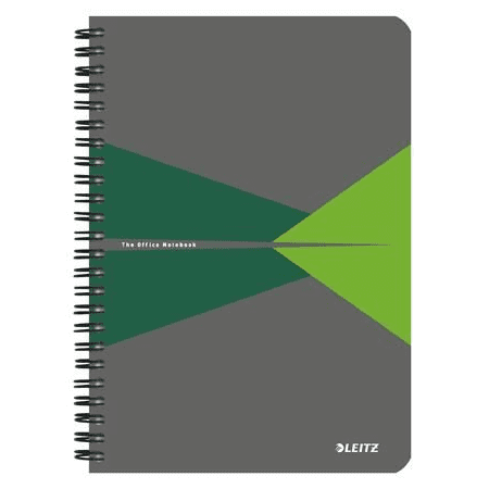 LEITZ spirálfüzet, A5, kockás, 90 lap, "Office", szürke-zöld (E44980055) (E44980055)