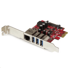 Startech StarTech.com 3x USB 3.0 + Gigabit Ethernet bővítő kártya PCIe (PEXUSB3S3GE) (PEXUSB3S3GE)