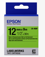 Epson címkepatron fluoreszkáló LK-4GBF fekete/zöld 12mm (9m)