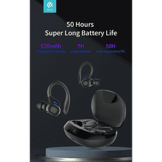 Devia TWS Bluetooth sztereó headset v5.0 + töltőtok - TWS-M2 Sport Series True Wireless Earphones with Charging Case - fekete (ST358944)