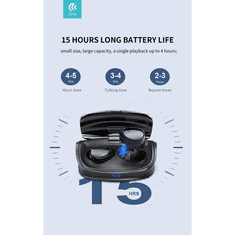 Devia TWS Bluetooth sztereó headset v5.0 + töltőtok - Joy A9 Game Series True Wireless Earphones with Charging Case - fekete (ST351051)