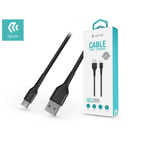 Devia USB - USB Type-C adat- és töltőkábel 2 m-es vezetékkel - Gracious Series USB Type-C Cable Fast Charge - 5V/2.1A - black (ST351150)