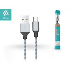 Devia USB - micro USB adat- és töltőkábel 1 m-es vezetékkel - Tube for Android USB 2.4A - silver/blue (ST301278)