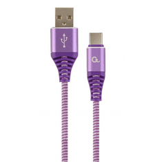 Gembird USB type-C - USB Type-A szövet borítású adat- és töltőkábel 2m lila (CC-USB2B-AMCM-2M-PW) (CC-USB2B-AMCM-2M-PW)