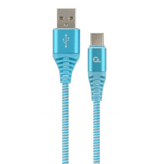 Gembird USB 2.0 A -> USB-C M/M adatkábel 1m kék-fehér szövet borítás (CC-USB2B-AMCM-1M-VW) (CC-USB2B-AMCM-1M-VW)