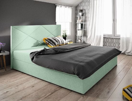 Veneti STIG COMFORT 4 franciaágy tárolóval - 140x200, világoszöld