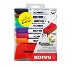 KORES K-MARKER SET 6+1 db ingyenes - fehér tábla és flipchart filctoll készlet kerek hegyű filctollakkal