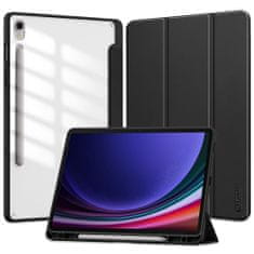 TKG Tablettok Samsung Galaxy Tab S9 11,0" (SM-X710, SM-X716) - fekete smart case tablet tok, átlátszó hátlappal, ceruza tartóval