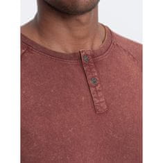 OMBRE Férfi henley nyakú póló bordó V3 S1757 S1757 MDN123070 L