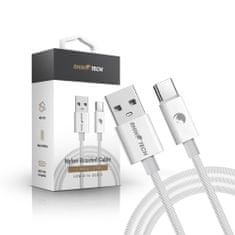 RhinoTech Kábel nejlonfonattal USB-A-USB-C 27W 1M RTACC385, fehér