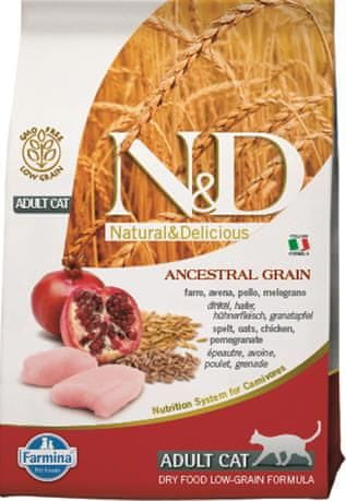 N&D ANCESTRAL GRAIN Cat LG Csirke és gránátalma Adult 300 g