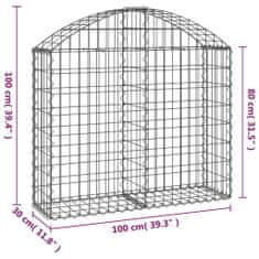 Vidaxl íves horganyzott vas gabion kosár 100x30x80/100 cm 153424