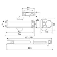 Richter RZ.202.AR 20-45kg STŘ zárral ajtócsukó RZ.202.AR 20-45kg STŘ zárral