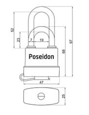 POSEIDON 40 hosszabbító 3kl.vízálló lakat PH felirattal