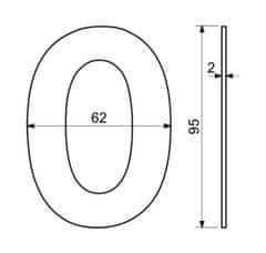 Házszám No.0 95mm rozsdamentes acél BLACK