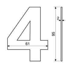 Házszám No.4 95mm rozsdamentes acél BLACK