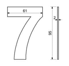 Házszám No.7 95mm rozsdamentes acél BLACK