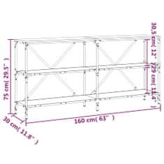 Vidaxl füstös tölgy színű szerelt fa és vas tálalóasztal 160x30x75 cm 832850