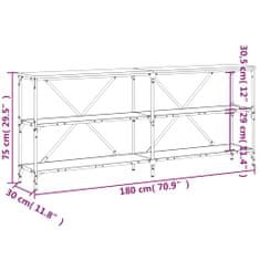 Vidaxl sonoma tölgy színű szerelt fa és vas konzolasztal 180x30x75 cm 832854