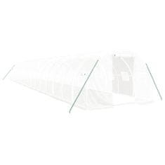 Vidaxl fehér acélvázas melegház 48 m² 16 x 3 x 2 m 3188056