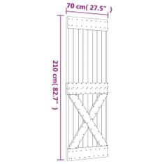 Vidaxl tömör fenyőfa tolóajtó fémszerelék szettel 70 x 210 cm 3203223