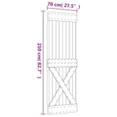 Vidaxl tömör fenyőfa tolóajtó fémszerelék szettel 70 x 210 cm 3203132