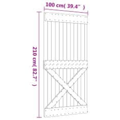 Vidaxl tömör fenyőfa tolóajtó fémszerelék szettel 100 x 210 cm 3203043