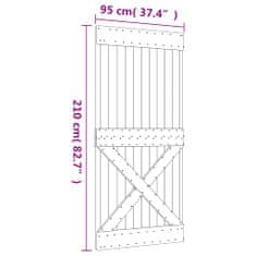 Vidaxl tömör fenyőfa tolóajtó fémszerelék szettel 95 x 210 cm 3203120