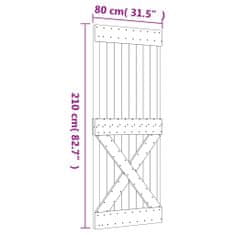 Vidaxl tömör fenyőfa tolóajtó fémszerelék szettel 80 x 210 cm 3203152