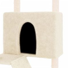 Greatstore krémszínű macskabútor szizál kaparófákkal 143 cm