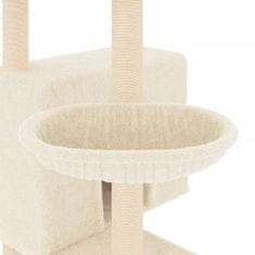 Greatstore krémszínű macskabútor szizál kaparófákkal 143 cm