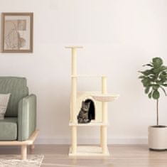 Greatstore krémszínű macskabútor szizál kaparófákkal 132 cm
