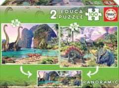 Puzzle Panorama Dinoszaurusz világ 2x100 darab