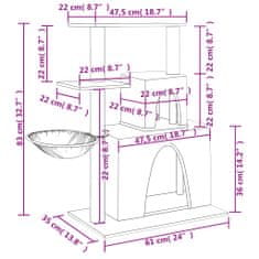 shumee világosszürke macskabútor szizál kaparófákkal 83 cm