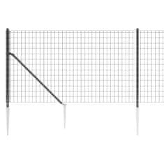 shumee antracitszürke dróthálós kerítés cövekekkel 0,8x10 m