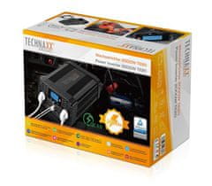 Technaxx feszültségátalakító 2000 W, DC 12V 2xUSB és 2x230V (TE20)