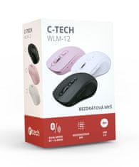 C-Tech WLM-12WH/Ergonomikus/optikai/jobbkezes/vezeték nélküli USB + Bluetooth/Fehér