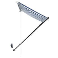 Vidaxl feltekerhető kék és fehér napellenző LED-del 250 x 150 cm 145903